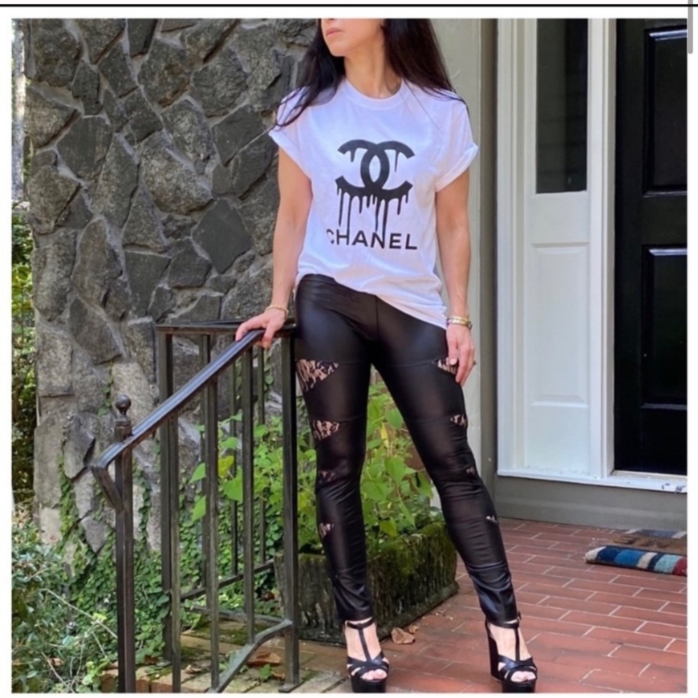 White Graphic Tee with Black design
